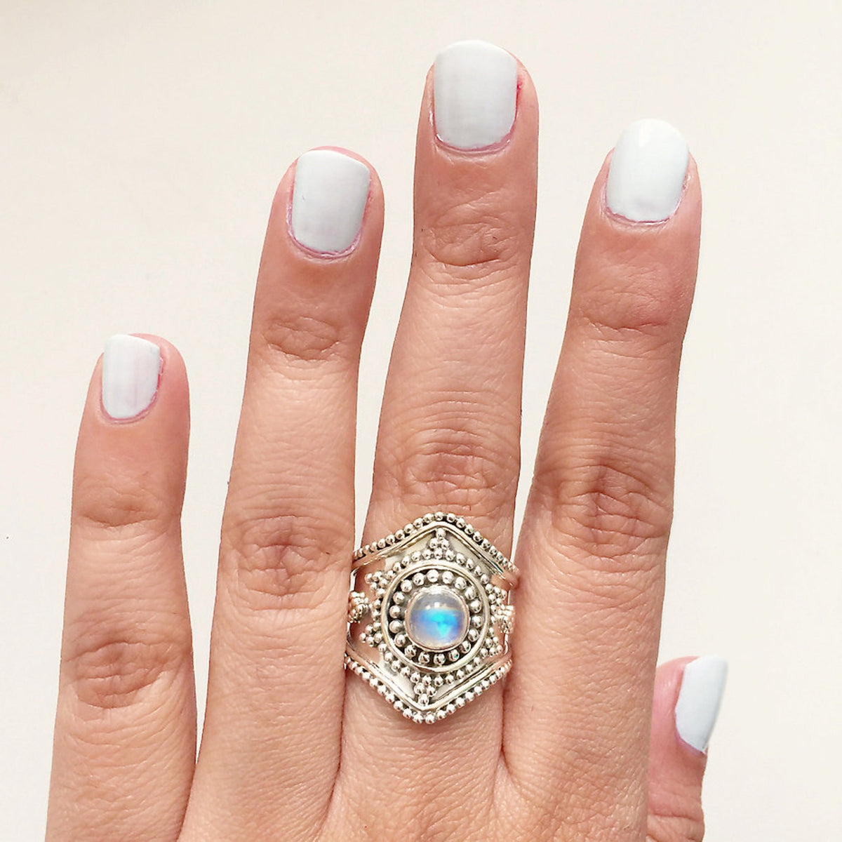 Moonstone Mandala Ring, Circle of Life Ring