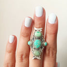 Genuine Turquoise Statement Ring, Silver Turquoise Ring