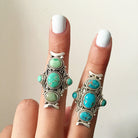 Genuine Turquoise Statement Ring, Silver Turquoise Ring