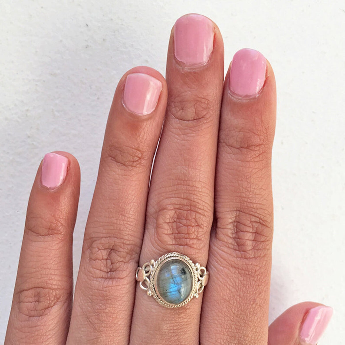 Labradorite Ring, Organic Silver Ring
